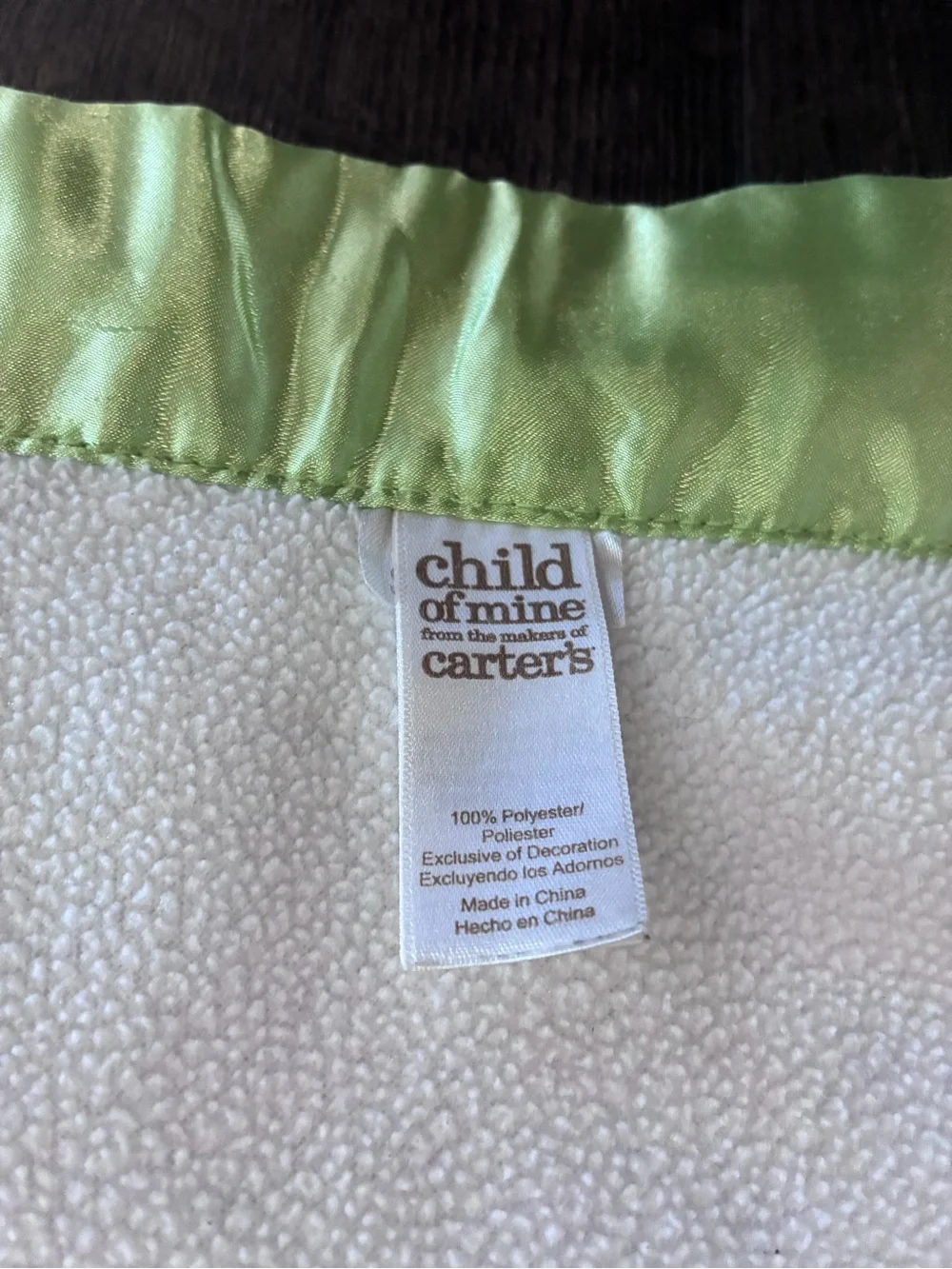 Carter’s Child of Mine Baby Blanket Green Polka Dot Minky Satin Edge 30x40